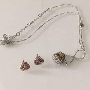 Juicy Couture Silver Necklace with Pink Earrings